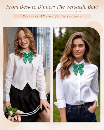 Image of AWAYTR Ladies Adjustable Pre tied Bowtie - Solid Color Bow Ties for Women