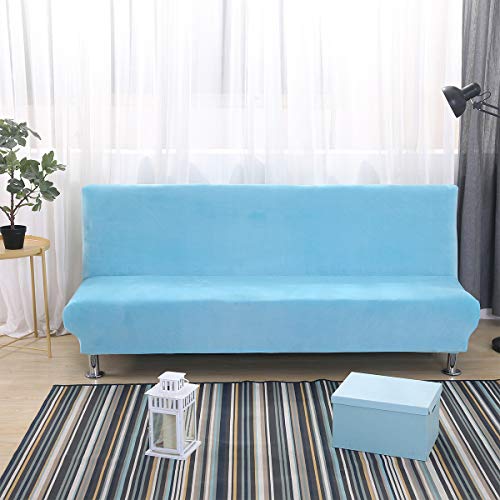 Housse de canapé velours extensible bleu ciel, protection chic 3 places