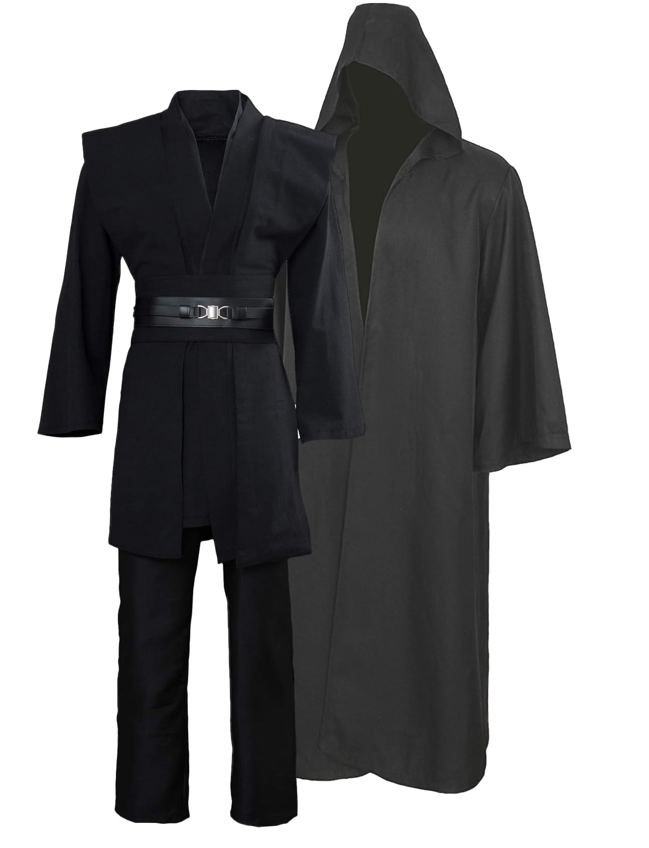 Costume tunique pour adulte - Cape de chevalier - Marron - Jedi à capuche - Veste - Chemise - Pantalon - Tenue pour Halloween