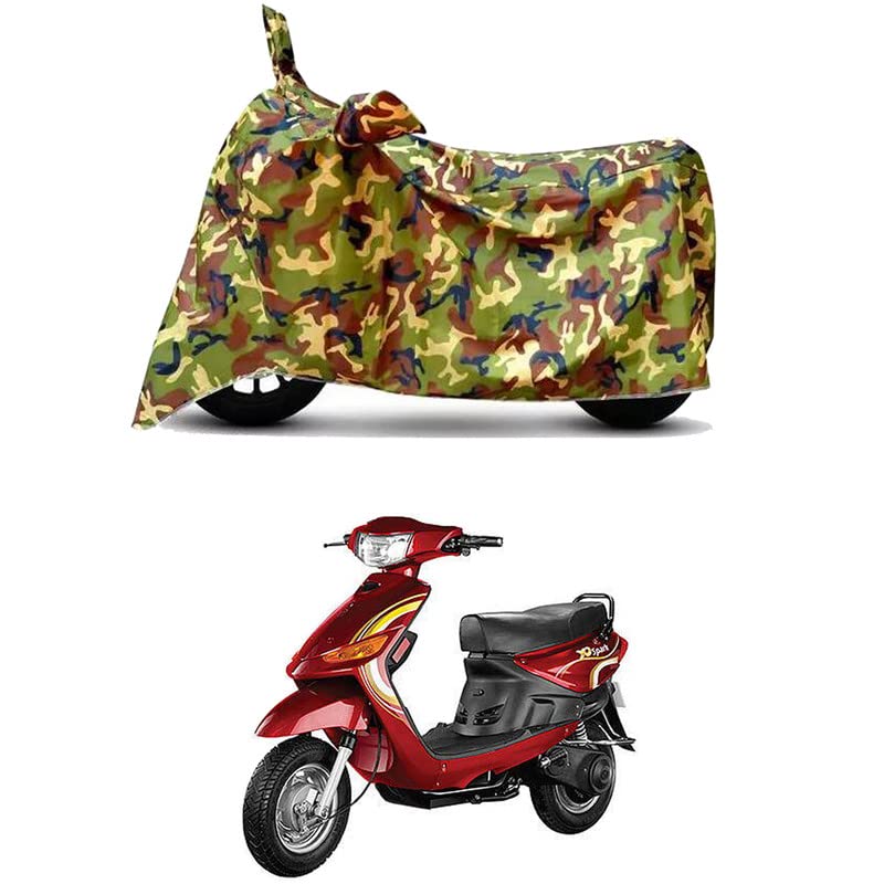 Image of Waterproof 100% PVC Coated Full Bike Scooty Two Wheeler Body Cover Compatible for Indus Yo Spark /UV-Rays /Heat Protection /Birds Dropping /Scratchproof /Dust Proof s[6X6 Jungle Print]