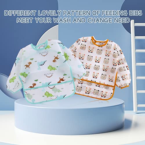 5 Pcs Long Sleeved Baby Toddler Bibs Waterproof Sleeved Bib 3-24 Months4