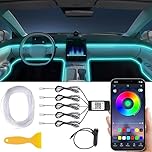 AUTOXBERT Car LED Interior Strip Lights, Multicolour RGB Ambient Lighting Kit 5 in 1 with 236 inches Fiber Optic, 16 Million Colours Lights with Sound Active Function & Wireless Bluetooth APP Control