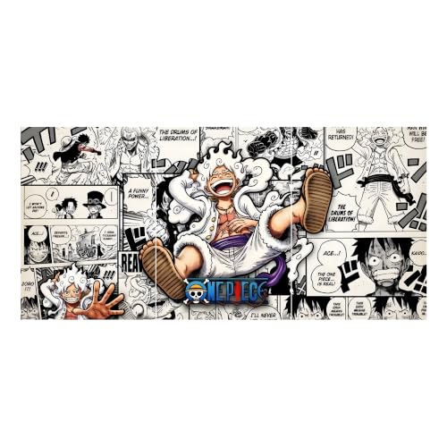 Image of Aniculture One Piece Luffy Gear 5 Split Poster Set of 3, A3 Size Each - Panoramic Anime Wall Art Collage - 300 GSM Ultra HD Print Quality - Self-Adhesive Sun God Nika & Joyboy Panels - 36x16 Inch Large Decor