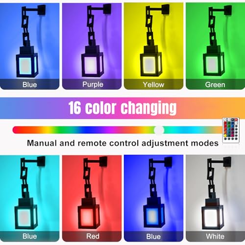 Image of LOUHH Pixelated Lantern Night Light, 16 Color LED Wall Night Light with Remote Control - Rechargeable Retro Pixel Style Table Lamp for Game Room Kids Room Decor and Children's Gifts