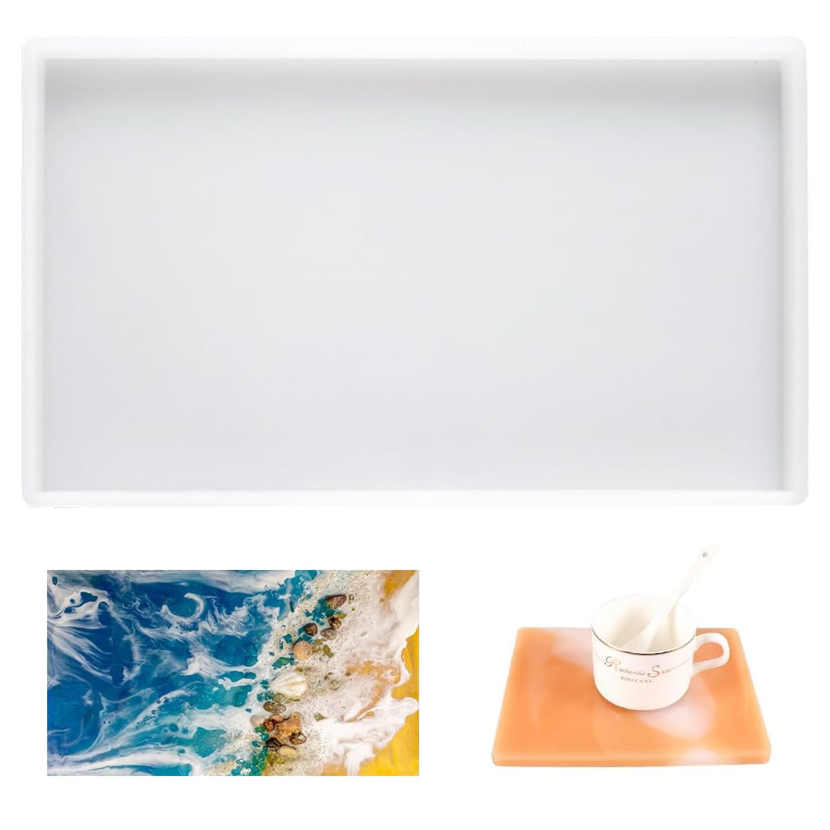 Silicone Tray Mold 25x15cm, Large Rectangle Resin Mould for Epoxy Resin