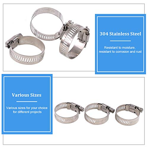 Glarks 20pcs Stainless Steel 304 Adjustable 21-38mm Assorted Worm Gear Hose Clamps Kit for Water Pipe Plumbing - Image 4