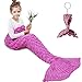 AmyHomie Mermaid Tail Blanket, Mermaid Blanket Adult Mermaid Tail Blanket, Crotchet Kids Mermaid Tail Blanket for Girls (ScaleRose, Kids)