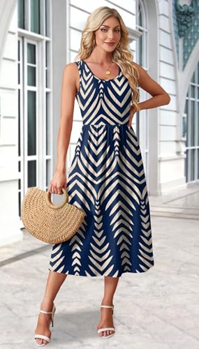 WIHOLL Summer Dresses for Women Flowy Casual Midi Dress Beach Vacation Sundresses with Pockets - Image 5