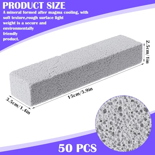 50 Pack Pumice Stone for Cleaning - Bulk Pumice Stone Toilet Bowl Cleaner, Natural Scouring Pads for Hard Water Stains, Rust & Grime Removal on Porcelain, Tile, Grill & Pool Surfaces