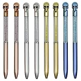 Maydahui 12 PCS Halloween Pen Skull Heads Shape Ballpoint Pens Retractable Bling Rhinestones Pen Colorful Crystal Quicksand Pens Black Ink for School Party Home