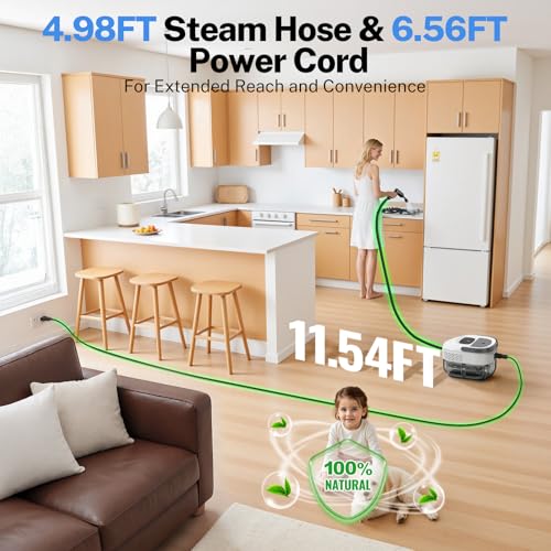 ODSD Steam Cleaner for Home & Car, 3-Level Adjustable Steamer for Cleaning, 15s Heat-Up & 1.6L Large Tank, Handheld Steam Cleaner for Car Detailing, Home, Tile, Grout, Furniture with 15pcs Accessories by ODSD - Image 5