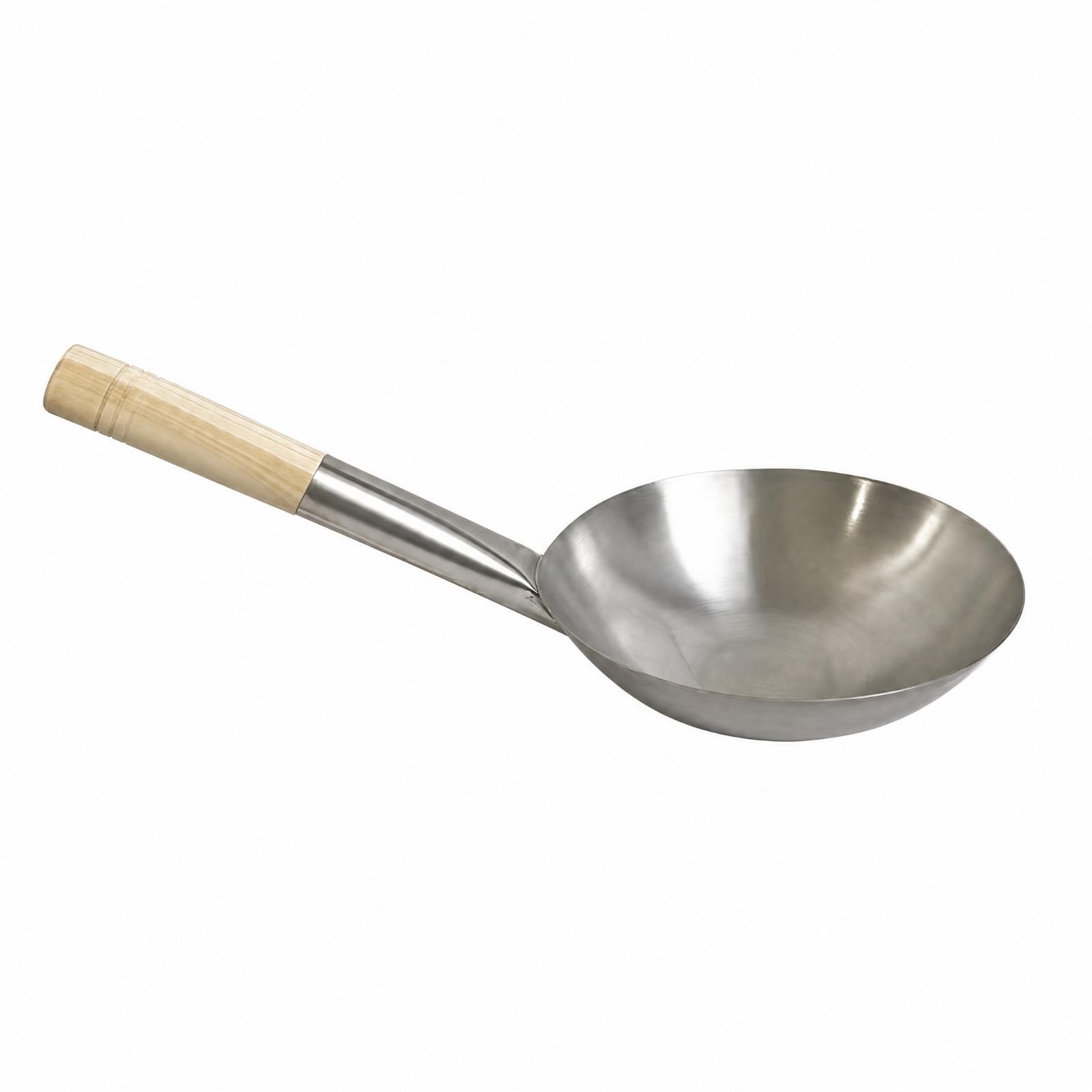Cuchara Acero Inoxidable con Mango Multiusos Cuchara Acero con Mango Elegan Sopera Servir para Familias, Restaurans, 28CM Madera 2 0MM