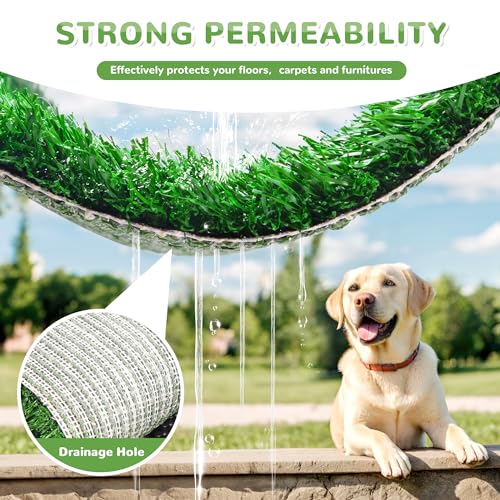 Image of Generic 30 inch x 20 inch Dog Grass Pad with Tray, 3-Piece Washable Artificial Grass Pee Pad for Dogs, Large Indoor /Outdoor Pet Toilet