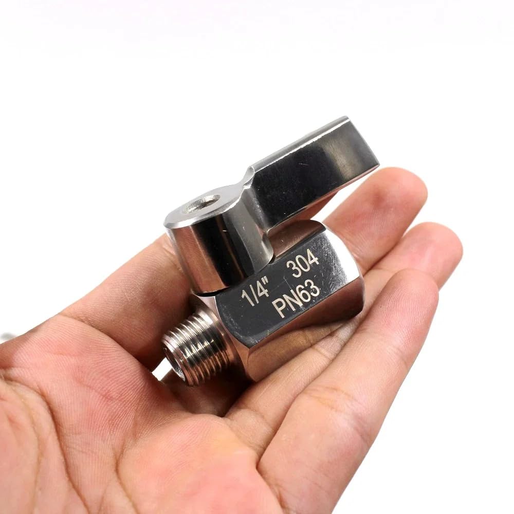 Toplionace 10 Pezzi Mini Valvola a Sfera G1/4 Filettatura femmina/maschio DN8 Valvola | 10 Valvole a Sfera Mini in Acciaio Inox 304 con Filettatura femmina/maschio G1/4 e Leva Manuale DN8
