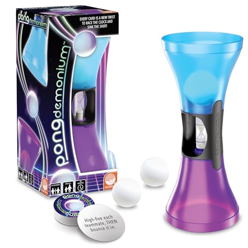 MindWare Pongdemonium Party Game - Fast-Paced Action Challenge with Timer, Bouncing Ball & 55 Cards - Hilarious Hot Potato-Style Game for Ages 6+, 2+ Players