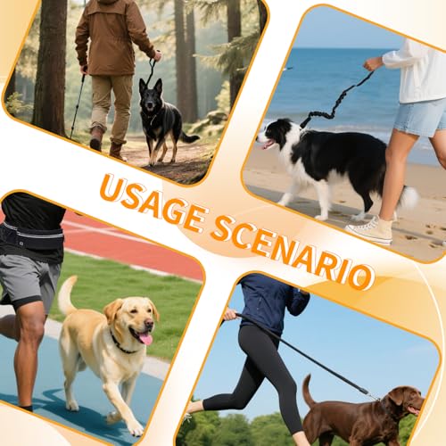 Laufleine für HundeJoggingleine Hunde mit Bauchgurt 2 Modelle Bauchgurt Hundeleine,Befreien Sie Ihre Hände,Vielseitig Ausnehmbar,Groß- und Mittelgroßer Hundetraktionslauf,Schwarz