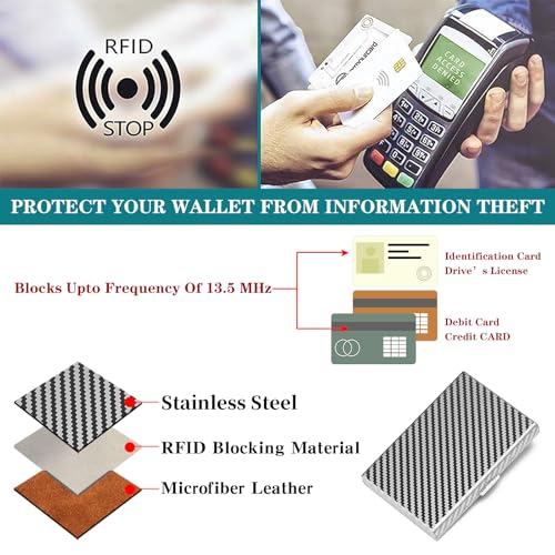 Image of RFID Stainless Steel Credit Card Wallet Slim Metal Business Card Holder for Women Men