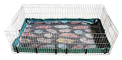 Small Pets and Company Guinea Pig Fleece Cage Liner | Fleece Guinea Pig Bedding | Midwest, C&C, Corner Pad (Midwest, Feathers on Gray)