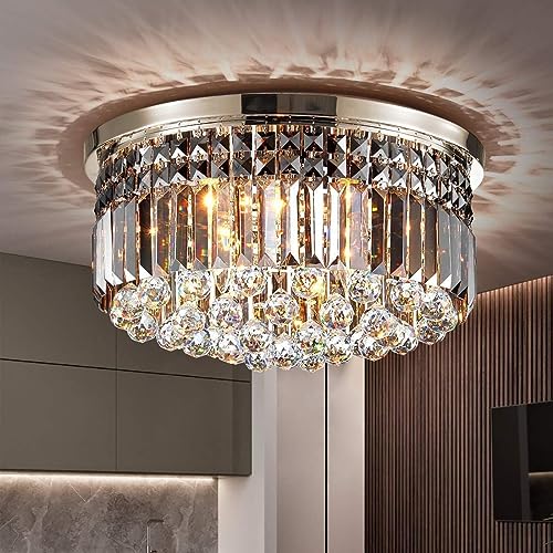Lustre en cristal moderne à 9 lumières LED plafonnier encastré salon cuisine