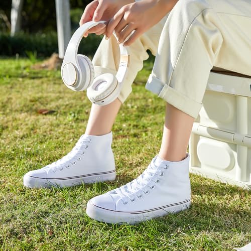 Image of ZGR Womens High Top Canvas Sneakers,Lace-up Canvas Shoes,Casual Tennis Walking Shoes