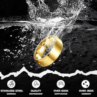 Jstyle Stainless Steel Rings for Men Wedding Ring Cool Simple Band 8MM Width 3 Pcs A Set