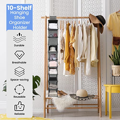 4 Pack Hanging Shoe Shelves 10 Shelf Hanging Shoe Organizer Holder For Closet Space Saving Hanging Shoe Rack Shoe Hanger Hanging Storage Organizer For Shoes, Hats, Purses, Handbags #TOP3