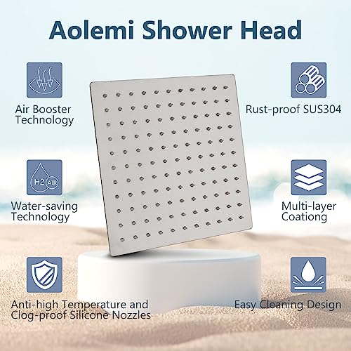 Aolemi Bathroom Shower System 12 Inch Square Rain Shower Head Brushed Nickel Shower Faucet Fixture With 2 In 1 Handheld Shower Sprayer Rough In Valve Wall Mount Bathroom Rainfall Showerhead Combo Set #TOP7