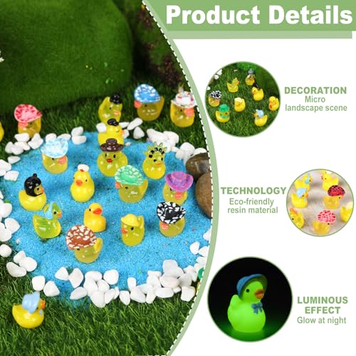 IDEA SHOW 60 Pcs Multicolor Mini Resin Ducks, Tiny Ducks to Hide Prank, Little Ducks Figurines Small Miniature Ducks Figures Bulk for Garden, Micro Landscape Ornament — view 3