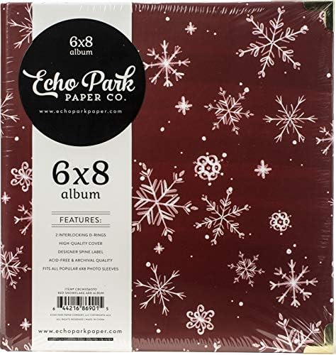 Carta Bella Paper Company Snowflake 6X8 album, red, green, black, woodgrain, cream