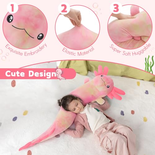 Image of MaoGoLan 48 inch Axolotl Plush Pillow, Glow in The Dark Plush Toy, Rainbow