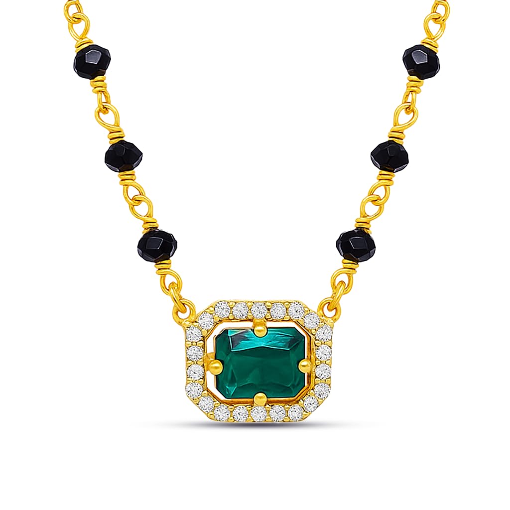 ZAVYA925 Sterling Silver Mangalsutra | Gold Plated Lustrous Cubic Zirconia Women Minimal Mangalsutra | With Certificate of Authenticity and 925 Hallmark, One Size, Sterling Silver, Cubic Zirconia