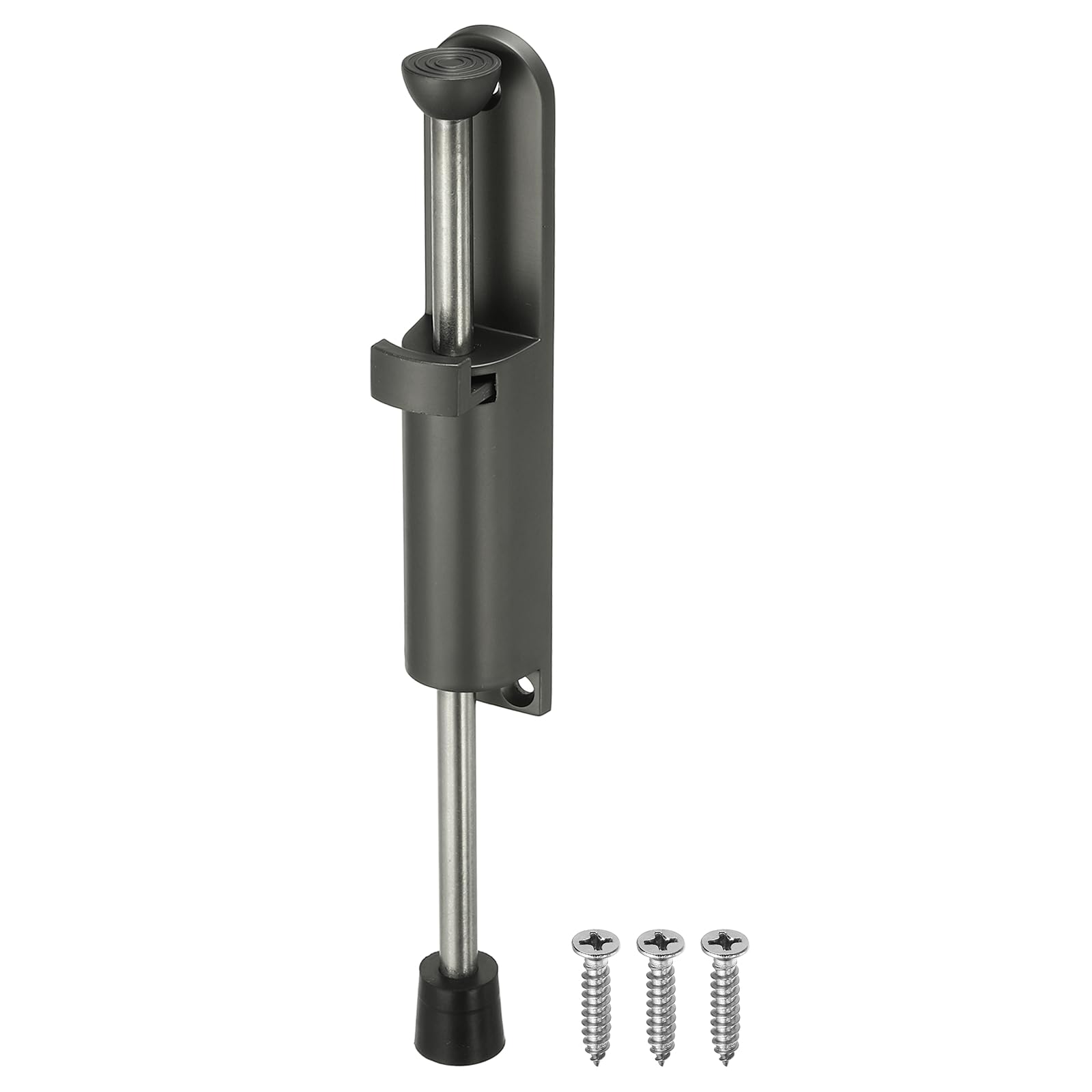 sourcing map Kickdown Door Stop, Zinc Alloy Spring Loaded Telescopic Step On/Off Adjustable Heavy Duty Foot-Operated Door Stop Holder for Ground Gap 0-100mm, Gray