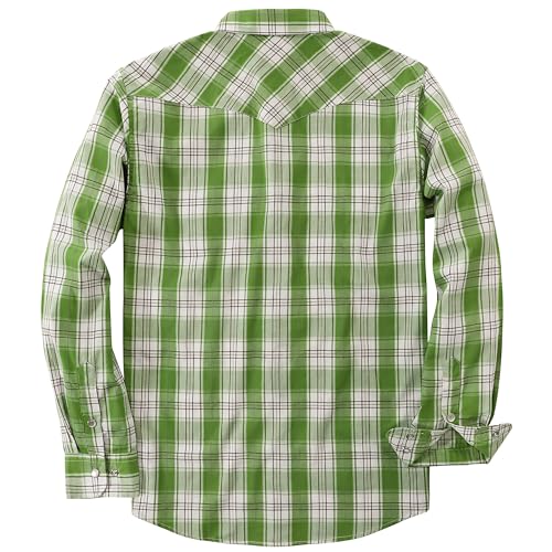 Dubinik® Pearl Snap Shirts for Men Long Sleeve Western Shirts for Men Vintage Casual Plaid Shirt Cowboy Shirts for Men2