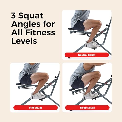 Sunny Health & Fitness Smart Upright Row-N-Ride Exerciser, Squat Assist Trainer for Glutes Workout with Adjustable Resistance, Easy Setup & Foldable, Glute & Leg Exercise Machine- NO. 077S by Sunny Health & Fitness - Image 4
