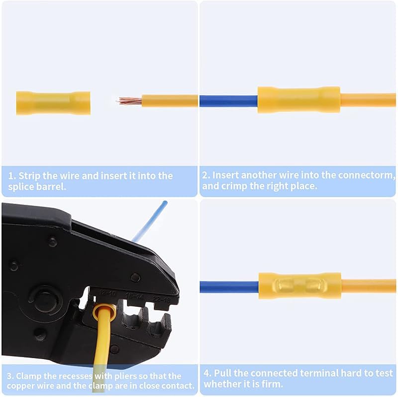150pcs BV1.25 BV2 BV5.5 Insulated Straight Wire Butt Connector Electrical Wire Cable Crimp Terminals Splice with Pliers VUQLDHAYZ