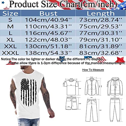 Gdjgta Male Independence Day Spring Summer Vest Print Pattern Round Neck Plus Size Comfortable Vest Mens Workout Tops #TOP4