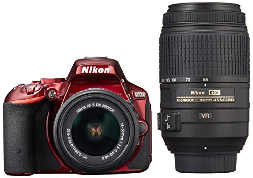 【整備済み品】Nikon デジタル一眼レフカメラ D5500 ダブルズームキット レッド 2416万画素 3.2型液晶 タッチパネル D5500WZRD