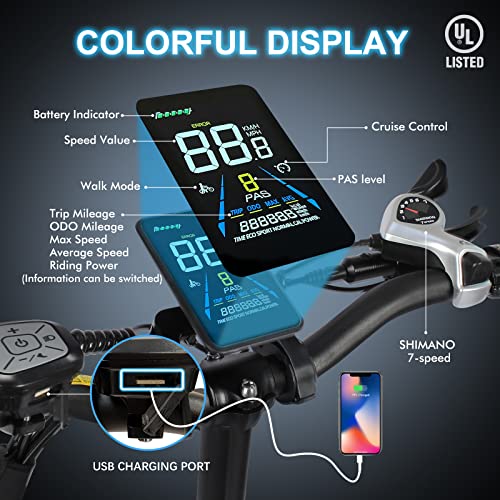 Wildeway 48V 32Ah Electric Bike Fw11 With High-Capacity Removable Battery, 750W Motor And Foldable 20" Fat Tire Electric Bicycle For Men And Women, 30 Mph Snow Beach Mountain Ebike For Adults #TOP4