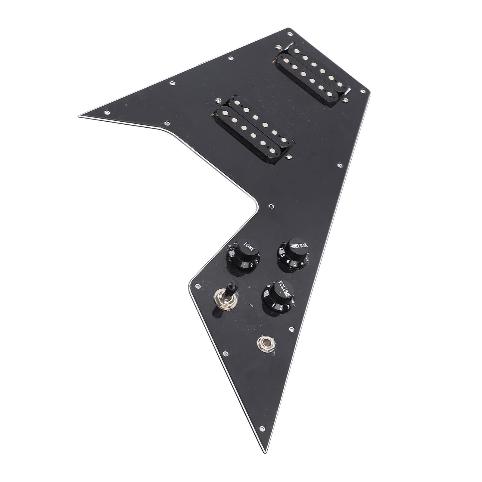 Jeffergarden Zestaw Maskownic ze Stali Nierdzewnej Kill Switch Loaded Pickguard Konfiguracja HH dla Gitar Flying V z dzieloną cewką, Mini Humbuckerem, Magnesami Ceramicznymi, Kostkami do Gitary