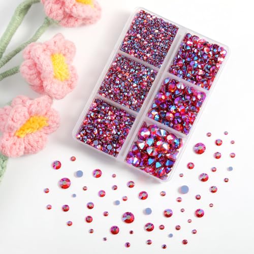 Image of BEADSLAND Hotfix Rhinestones, 4000 PCS Rhinestones for Clothes Crafts Mixed 6 Sizes with Wax Pencil and Tweezers Kit, SS6-SS30, Hyacinth AB
