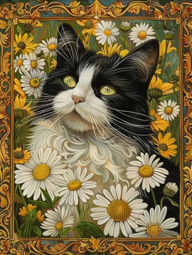 Peinture par numéro adulte chat idée cadeau créative sans cadre