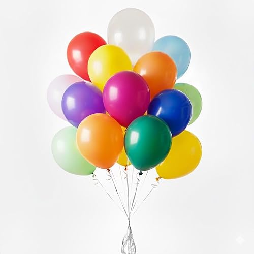 Paquete de 100 globos de látex de 12 pulgadas, multicolor surtido con puntos de pegamento para globos, cinta y cuerda, suministros de fiesta para