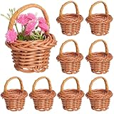 DOITOOL Mini cestini vimini, 30 Pezzi Cestini in Vimini con Manico Per Bomboniere Decorazioni Artigianali (6.5 X 3.5 x 3.5 cm).