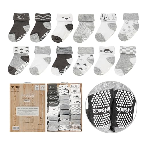Image of Baby Socks 12 Pairs, Toddler Socks, Newborn Socks, Baby Socks 0-6 Months Boys, Safe Walking Non-Slip Sole, Infant Socks, Baby Girl Socks, Baby Boy Socks.