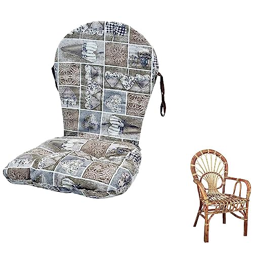 Cojín para sillón big sole de mimbre y bamú fantasía corazones