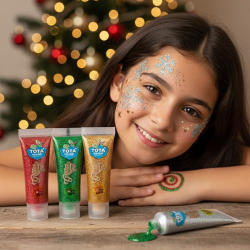 Image of Tota Glitter Gel - Non Toxic Face Paint and Body Paint | Glitter Gel Holi Colour Paint for Holi Party Decoration Halloween Party Theatre Drama Photoshoot and More - Set of 5 Shiny Glow Tubes