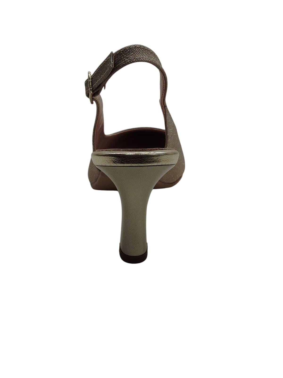 Generico Sofia 8017 Scarpe Eleganti da Donna con Tacco, Slingback Glitterato Champagne o Argento, Tacco a rocchetto 6 cm