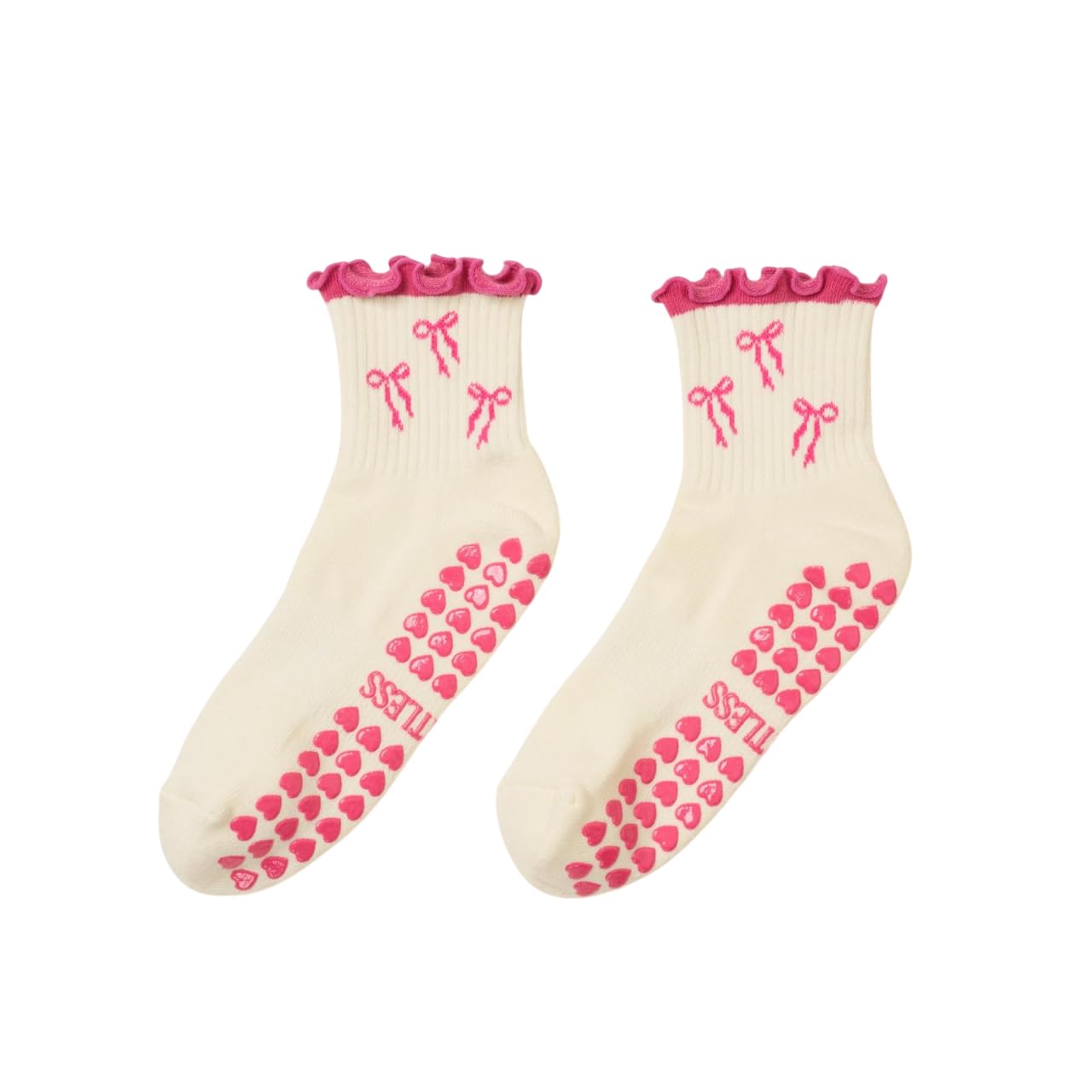 Shapes Studio Ruffle Pilates Grip Socks for Women, Cute Non-Slip Grippy Socks for Reformer, Barre, Yoga &amp; Studio Workouts