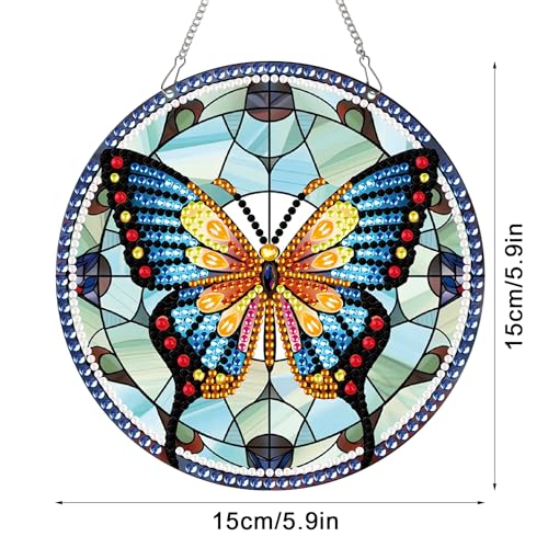 Image of AiYuanzsh Animal Butterfly Diamond Painting Hanging Pendant Kit Special Shaped Diamond Dots Art Acrylic Ornaments Diamond Painting Pendant for Adult Kid Home Wall Window Decor Gift