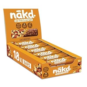 Nākd. Cacahuètes | Raw Barres de Fruits et Noix | 100% D&rsquo;ingrédients Naturels | Sans Sucre Ajoutés | Vegan | 18 x 35g | 630g